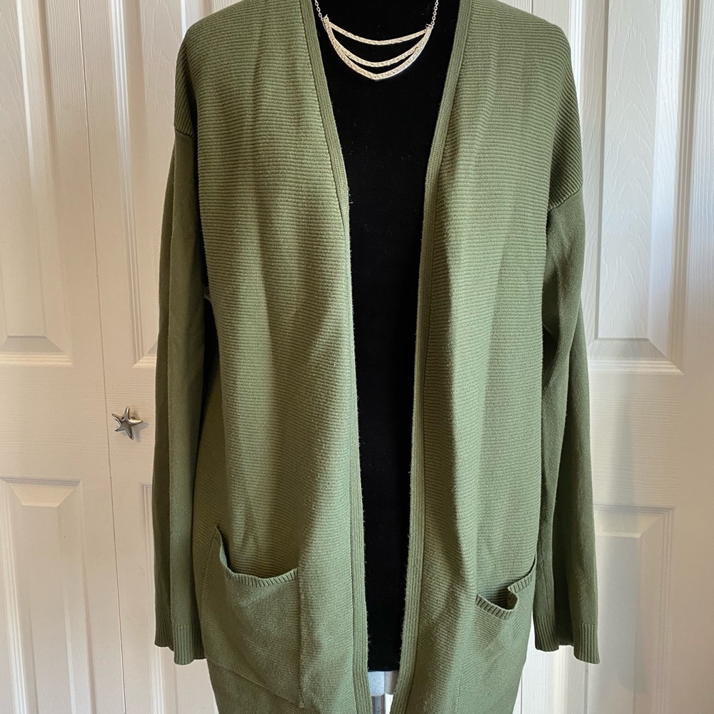 Olive Green Time and Tru Cardigan